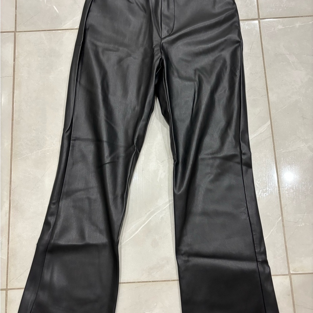 Zara Women's Black Leather Dress Pants - Picture 2 of 3